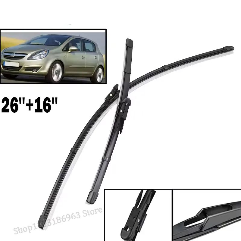 

Wiper LHD Front Wiper Blades Set For Opel Corsa D 2006 - 2014 Windshield Windscreen Window Brushes 26"+16"