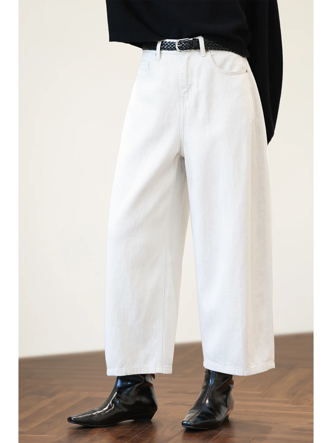 

Женские джинсы с высокой талией, широкими штанинами, из хлопка, денима, льна и лиоцелла, с изогнутым низом, повседневные, удобные, мягкие