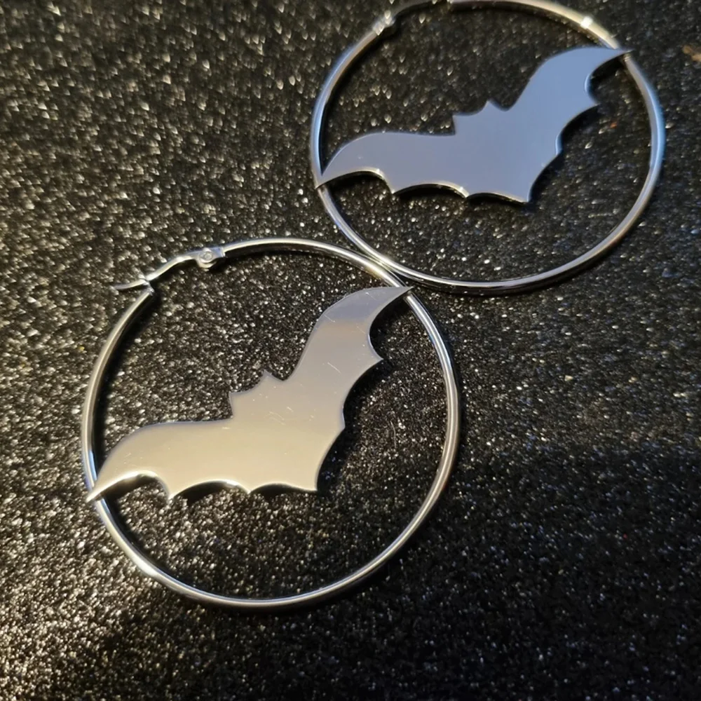 Bat Earrings Stainless Steel Exaggerated Big Earrings Personalized Design Unique Gift