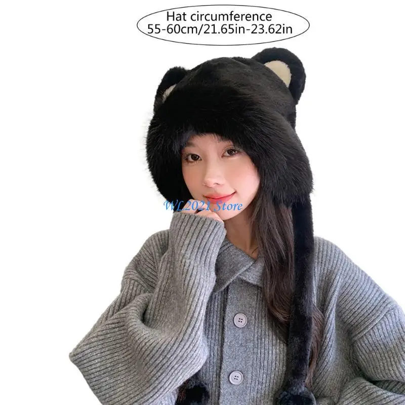 G5GC – bonnet chaud des oreilles pour femmes, chapeau en forme d'ours en peluche pour adolescents, garde chaud