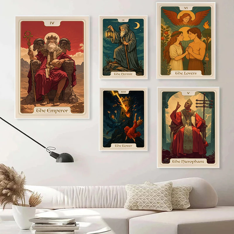 Tarot Card Calculating The Interweaving of Fate Poster The Empress  Sun Moon Canvas Painting Wall Pictures Divination Home Decor