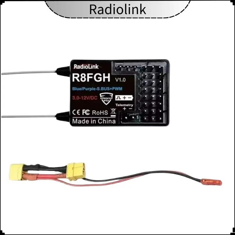 Radiolink R8FGH Gyro-Empfänger 2,4 G 8 Kanäle Telemetrie Fahrzeugspannung bis zu 14 S 58,8 V für RC-Car-Bootsmäher-Maschinenroboter