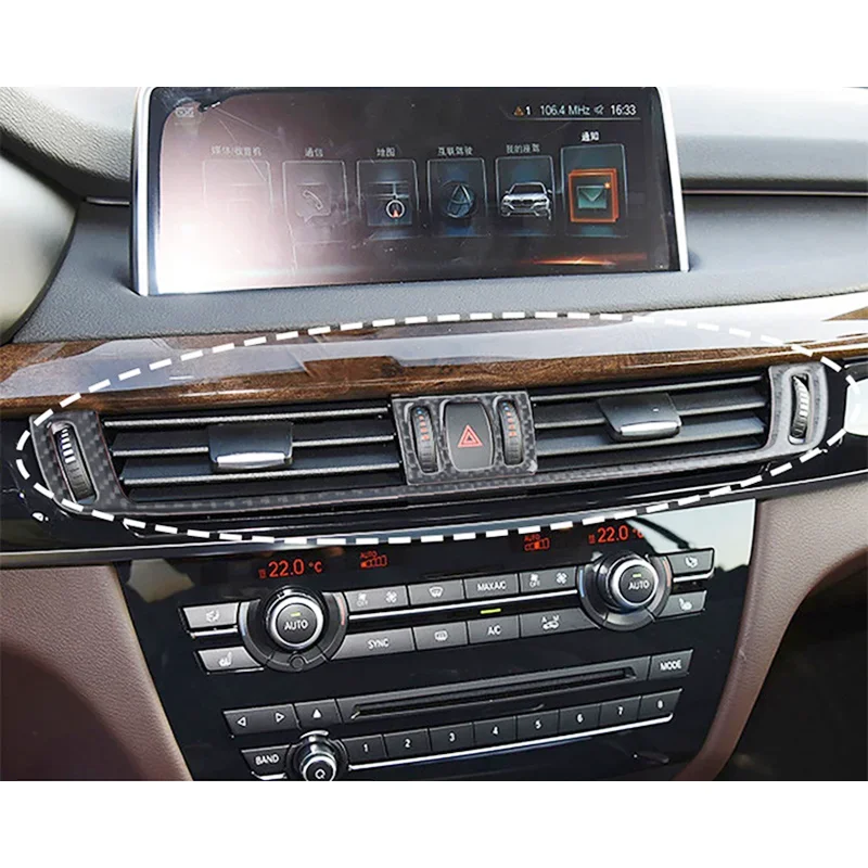 Carbon Faser Air Outlet Klimaanlage Vent Dekorative Abdeckung Trim Streifen Aufkleber Für BMW X5 X6 F15 F16 Auto Innen Zubehör