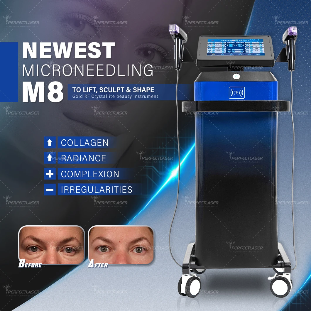 Perfectlaser Fractional Microneedle Gold RF Skin Lifting Skin Rejuvenation Acne Scar Removal Mark Wrinkle Removal Face Lifting