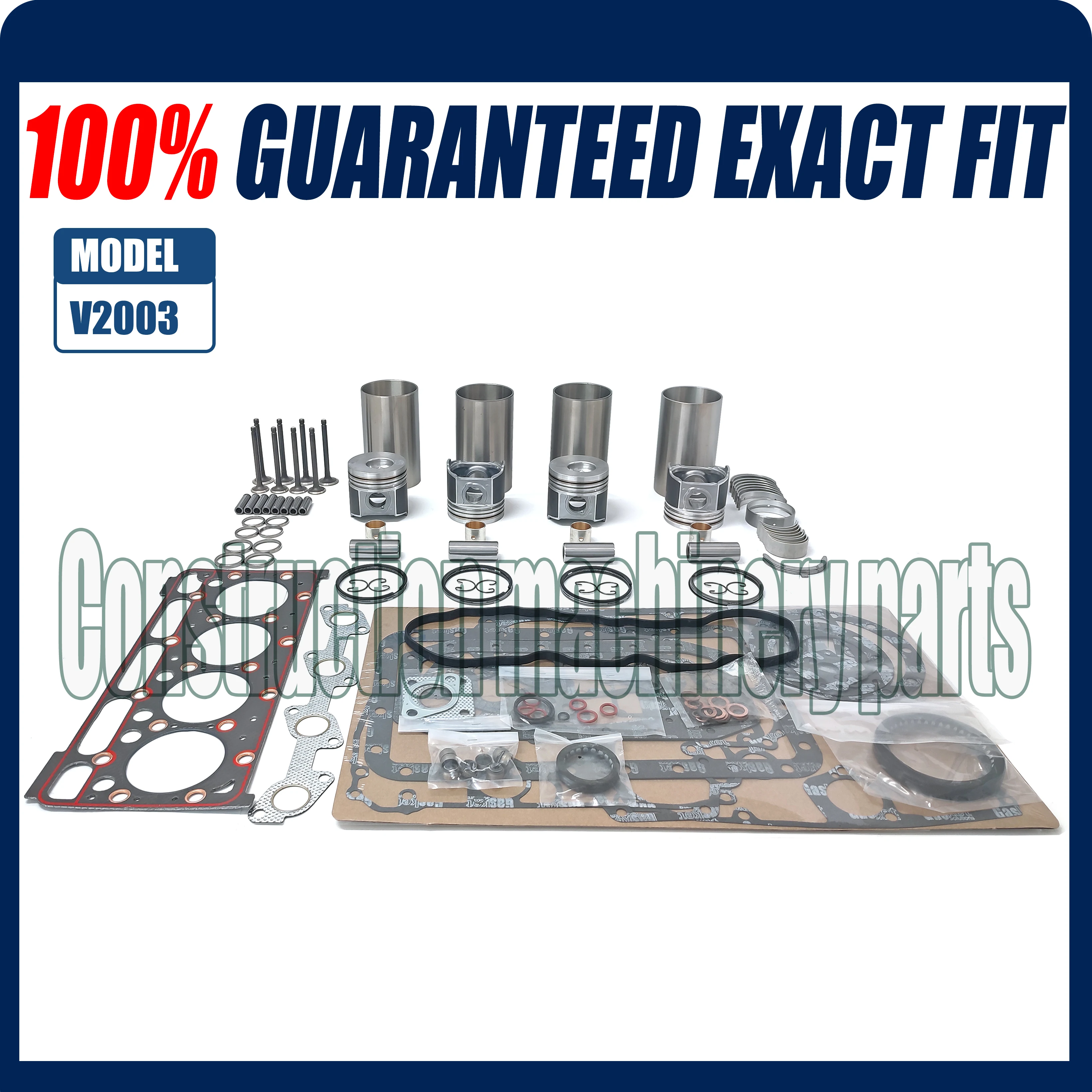 

Engine V2003 V2003T V2003E Overhaul Rebuild Kit For Kubota Bobcat 337D 341D Excavator Liner Kit Gasket Set Valve kit