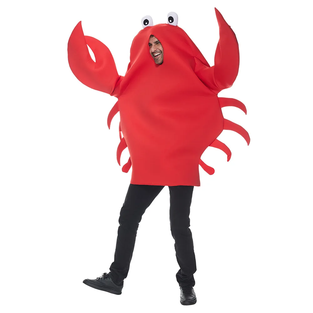 Traje de lagosta caranguejo vermelho roupa engraçado desempenho loween par criatura do mar simp soldado caranguejo geral cosplay terno