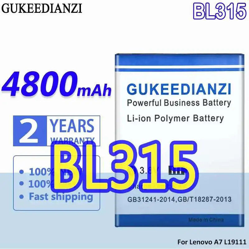 

BL315 For Lenovo A7 L19111 4800Mah High Performance Mobile Phone Battery Long Lasting
