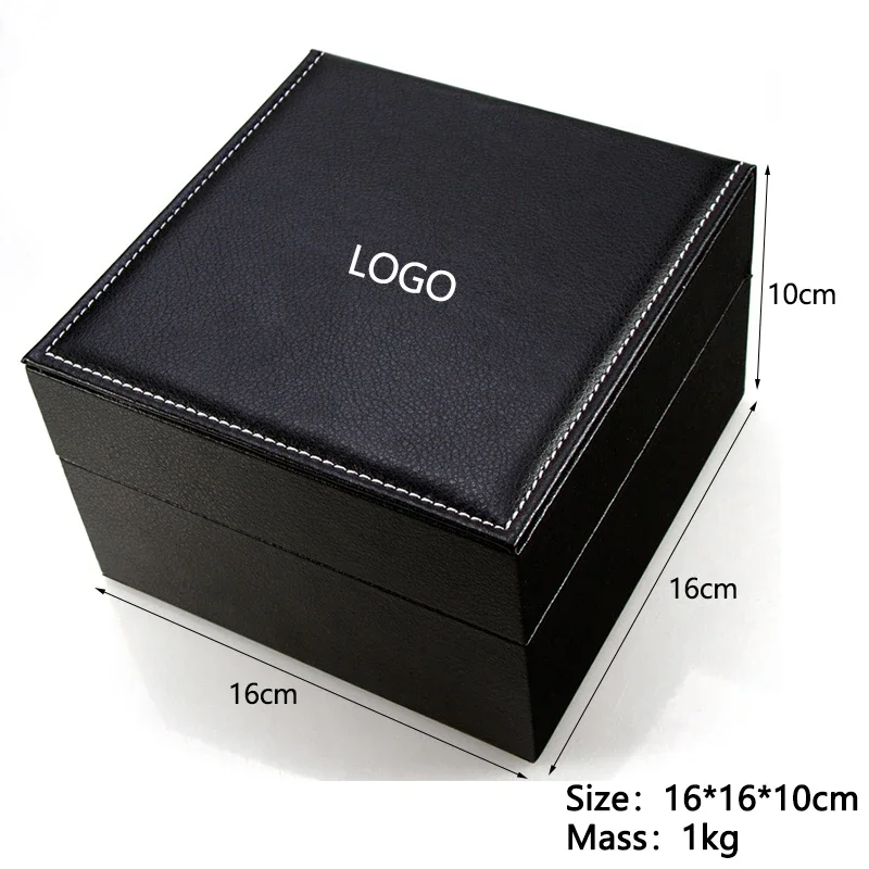 Interior Suede Exterior PUleather Customized Logo Band Gift Watch Case Black Jewlery Organizer Storage Watch Box Shipping Goods