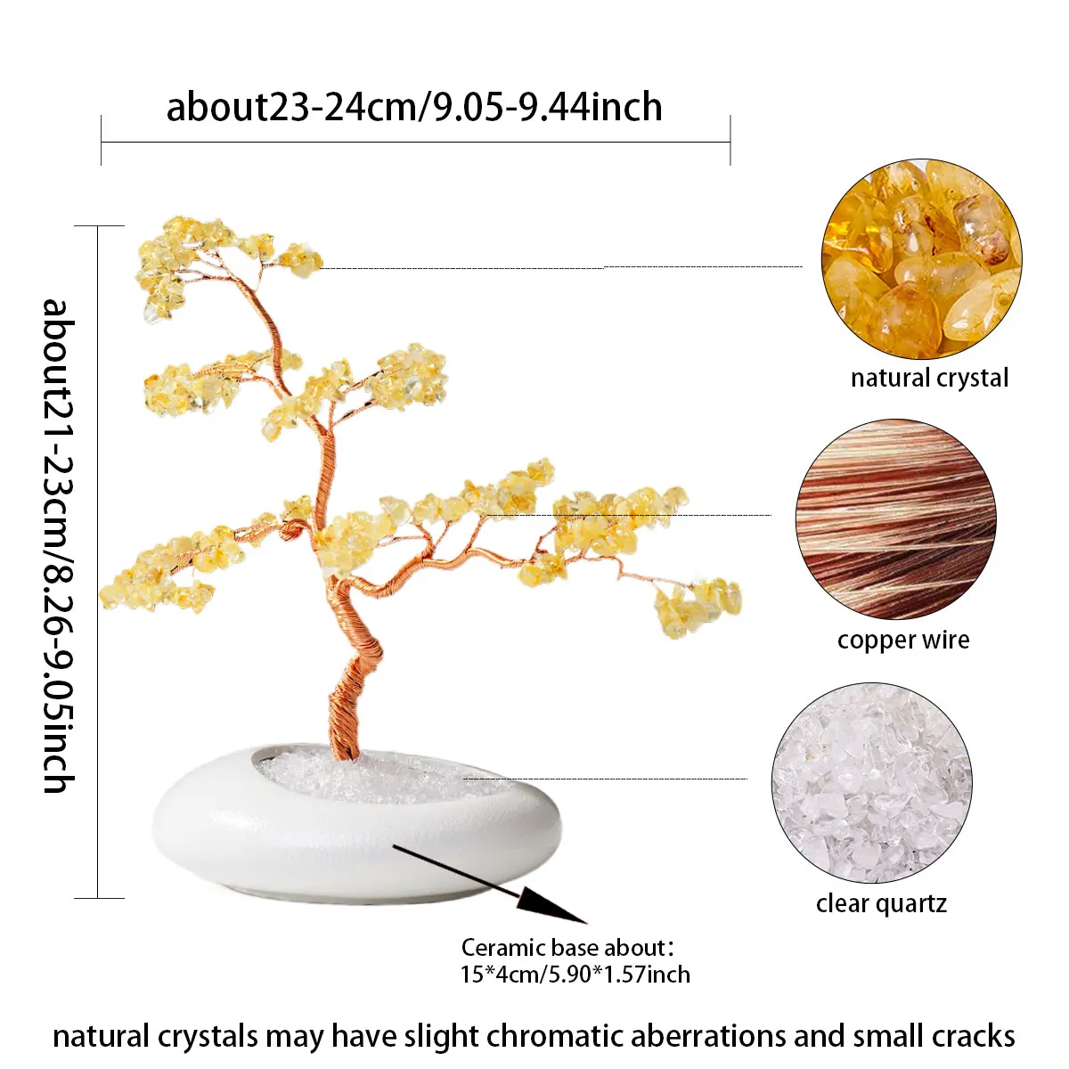 1PC Natural crystal crushed stone welcome pine crystal tree home upscale decoration gifts fortune tree ornaments