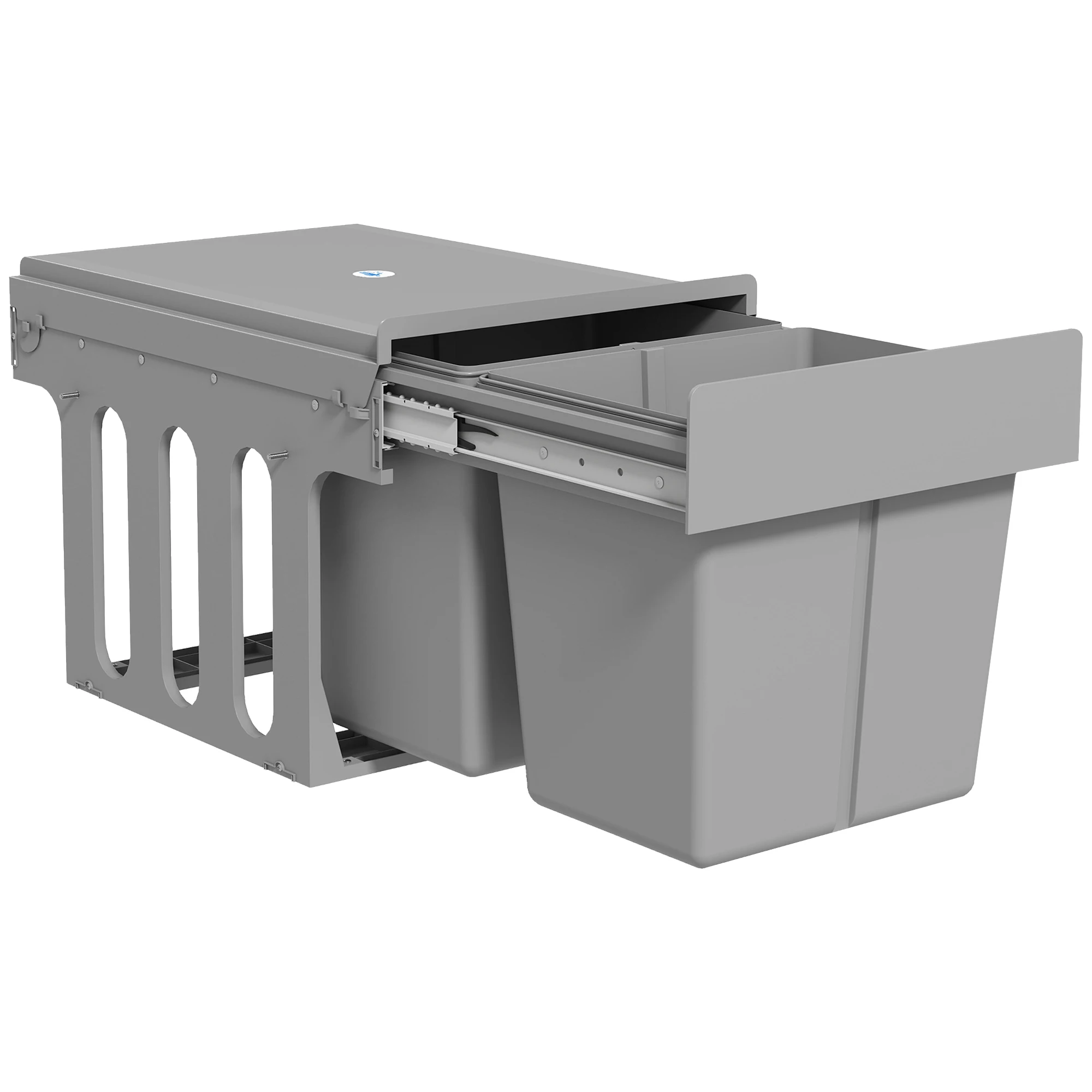 HOMCOM Cubo de Basura bajo Fregadero, Cubos de Basura con Contenedores de Reciclaje Extraíbles, Fijación Inferior