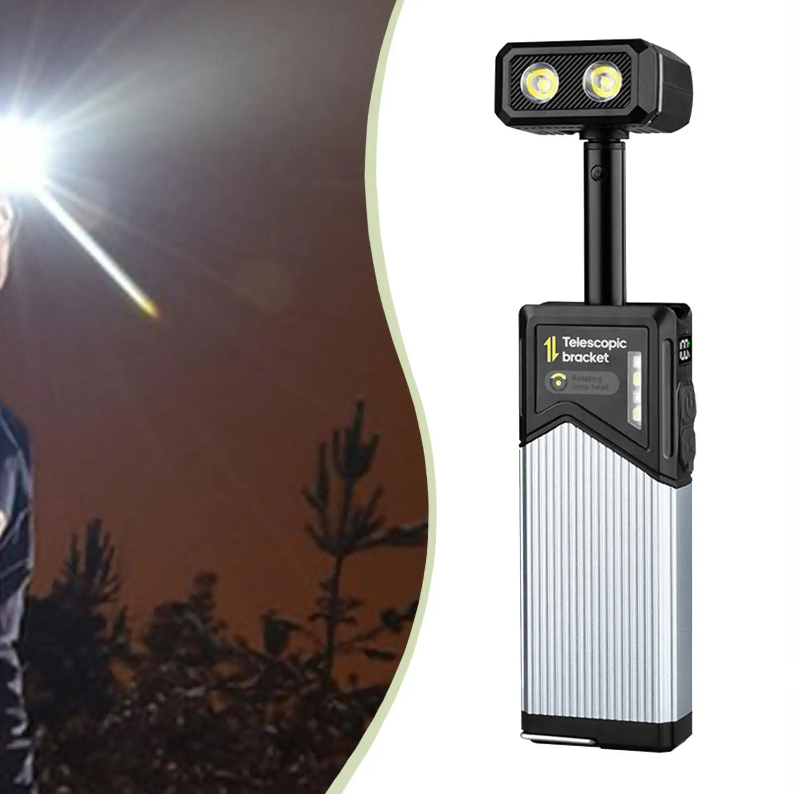 مصباح يدوي للتخييم تلسكوبي مع مشبك خفيف الوزن ومحمول وصغير ومتعدد الاستخدامات لحقيبة الظهر وصيد الأسماك #1