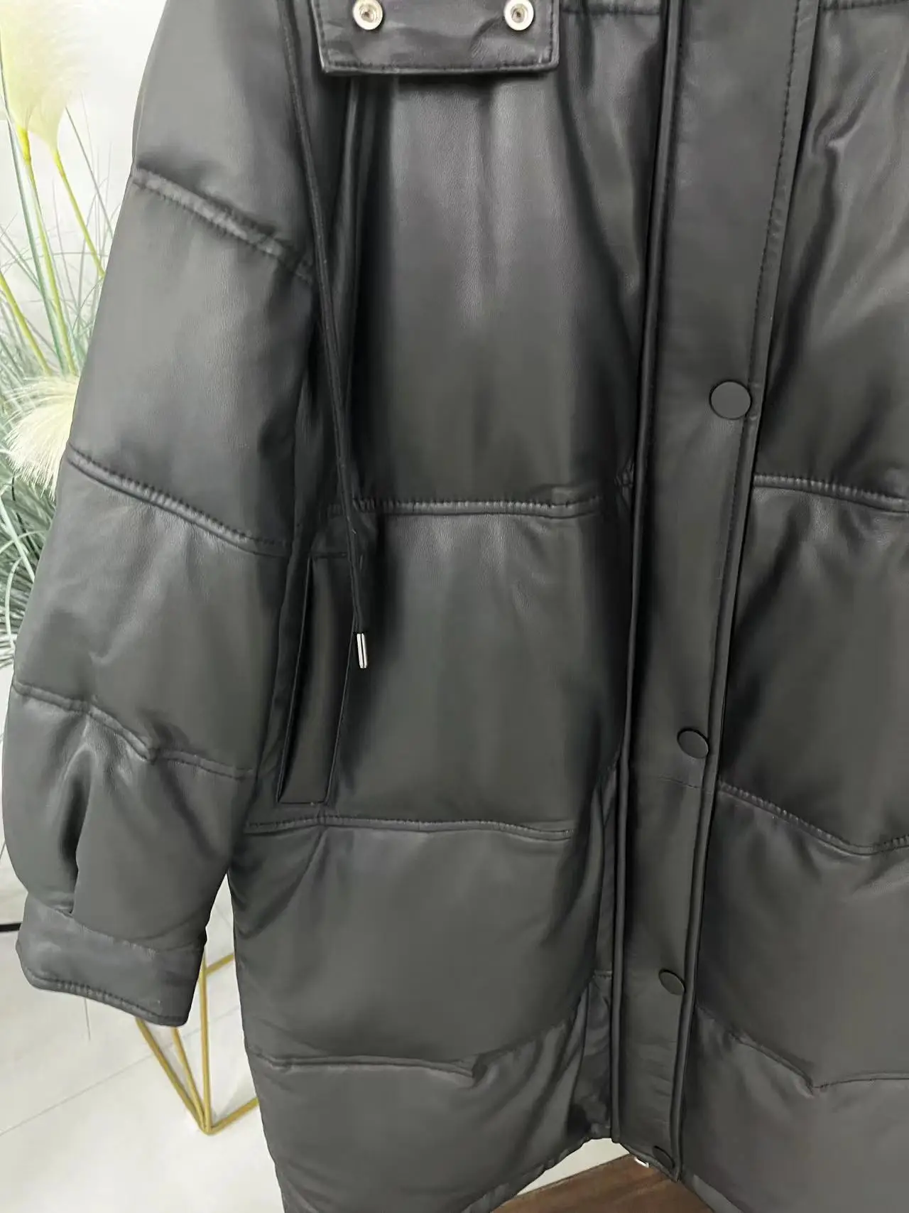 new fashion white goose down women coat winter warm and thick windproof waterproof light middle length black color with big hood