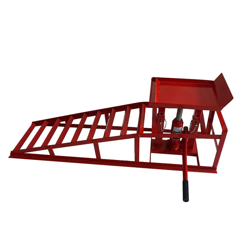 Servis Truk Mobil Otomatis Ramp Lift Rangka Perbaikan Hidraulik Tugas Berat Merah