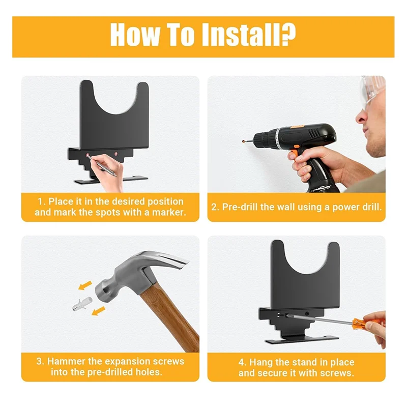 

ABRE-Essential 4-Piece Angle Grinder Stand With Disc Hook Rack And Wire Storage, Wall Mounted For Easy Access