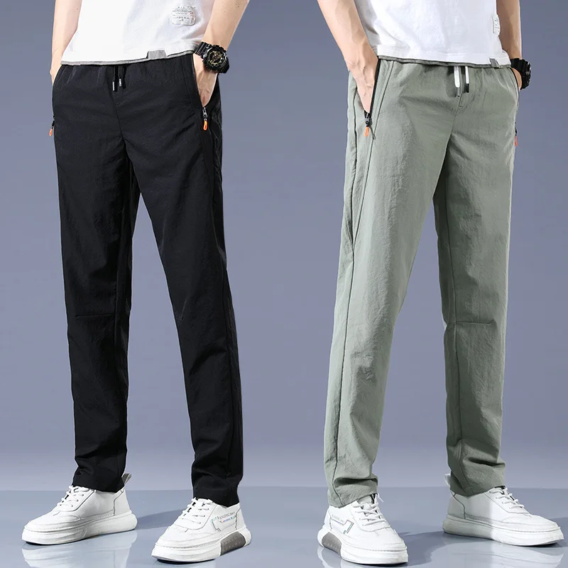 Brand Spring Summer Casual Men's Soft Stretch Lyocell Fabric Pants Male Green Gray Breathable Sweatpants Elastic Waist Trousers