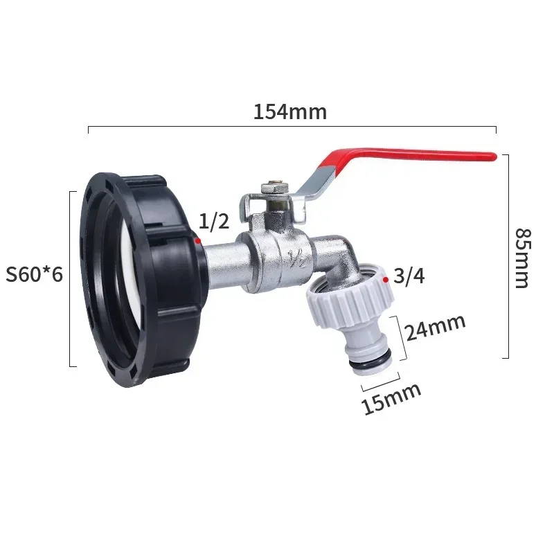 Buiten IBC Kraan Ton Vat Klep S60 Center Transfer Cover Turn Zwart Fopspeen Kraan tuin accessoires DN15 DN20 DN25
