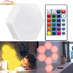 HomeLamp-Lámpara hexagonal inalámbrica Quantum, luz nocturna con Sensor táctil, lámpara de pared de nido de abeja para dormitorio, armario LED colorido, RGB