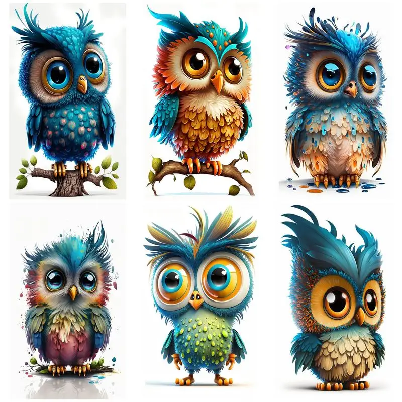 

SDOYUNO Painting By Numbers With Frame Big Eyed Owl Animal Color Markers Picture Frame Oil Art Wall Decoration For Home