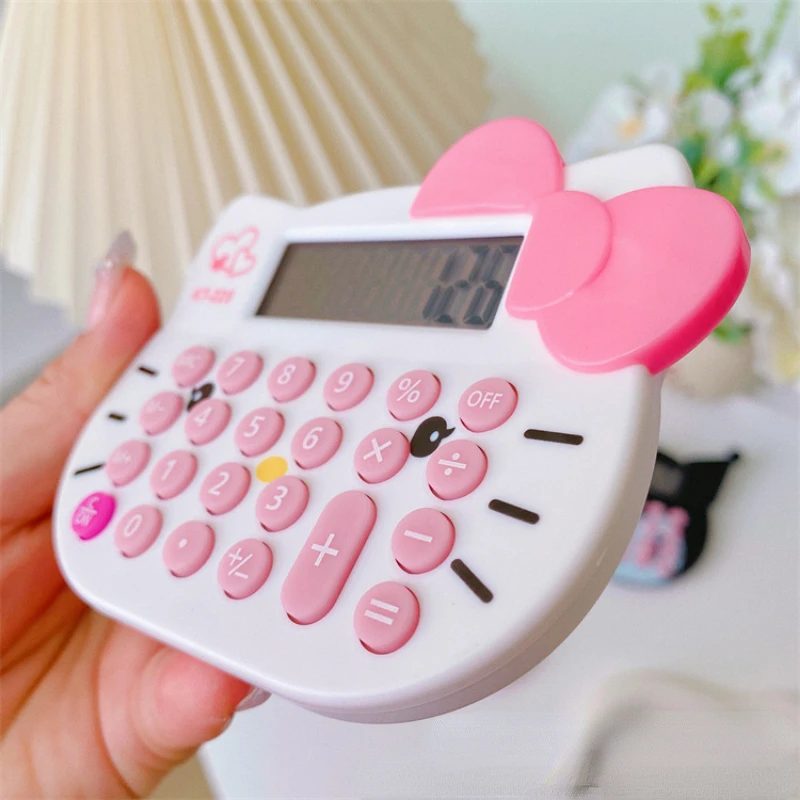 8 Digits Sanrio Hello Kitty Mini Calculator Anime Portable Calculator Office Accounting Tool School Students Stationery Gifts