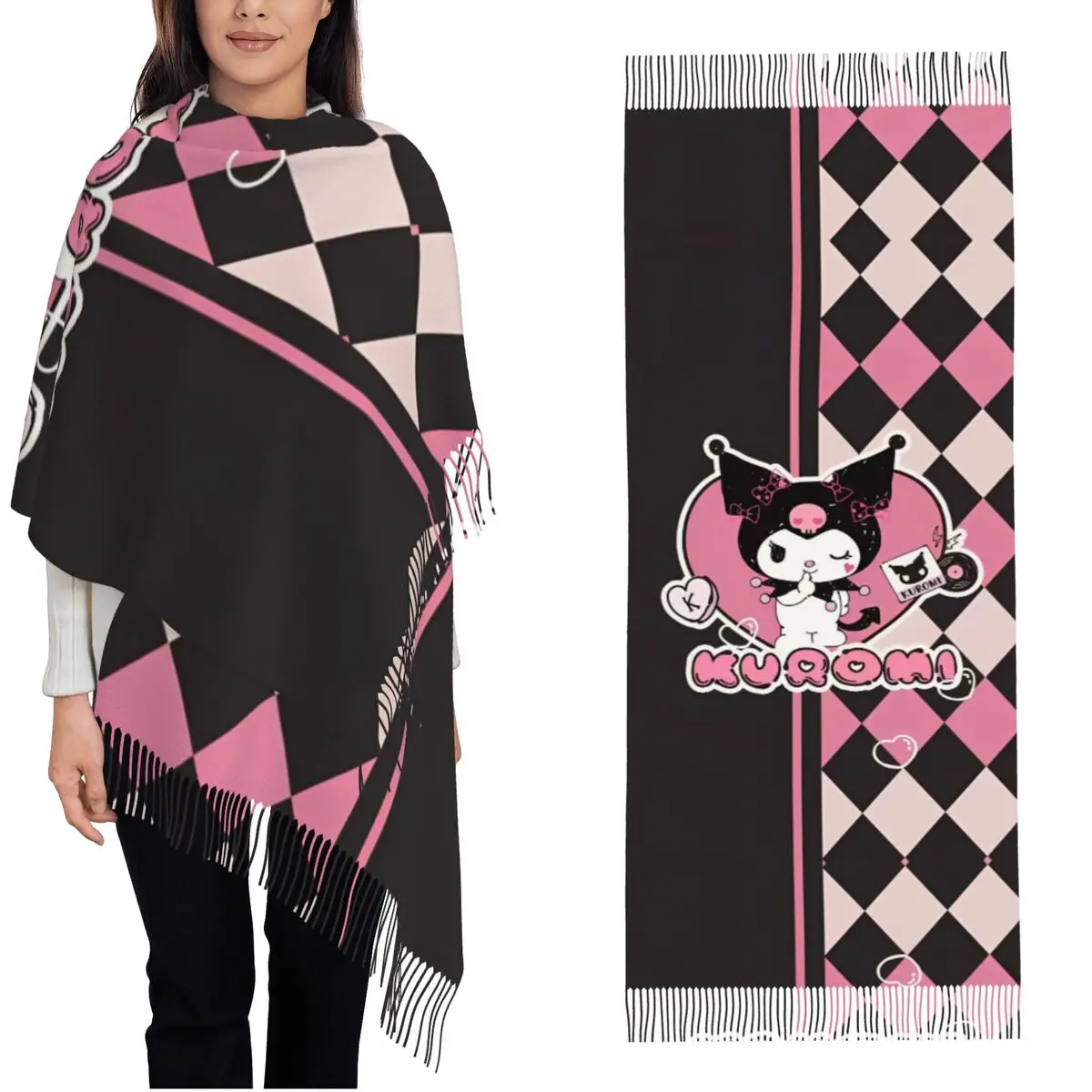 

Kawaii Kuromi Women's Scarf Pashmina Shawls and Wraps for Evening Dresses Travel Cashmere Feel Large Scarves