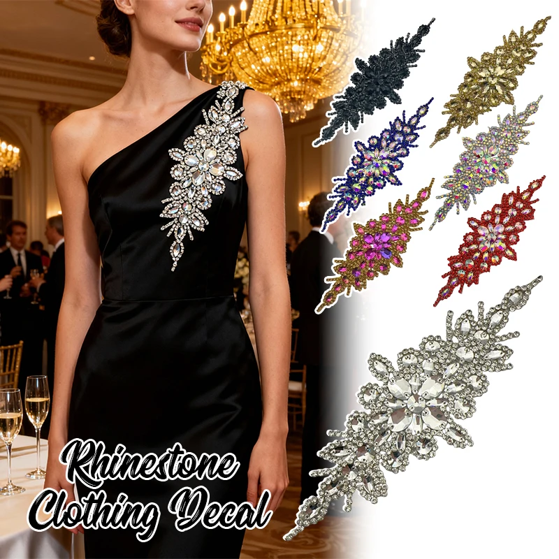 

1pc Glass Rhinestone Applique Bridal Bodice Wedding Dresses Clothing Decoration Patch Self-Adhesive Clothing Accessories