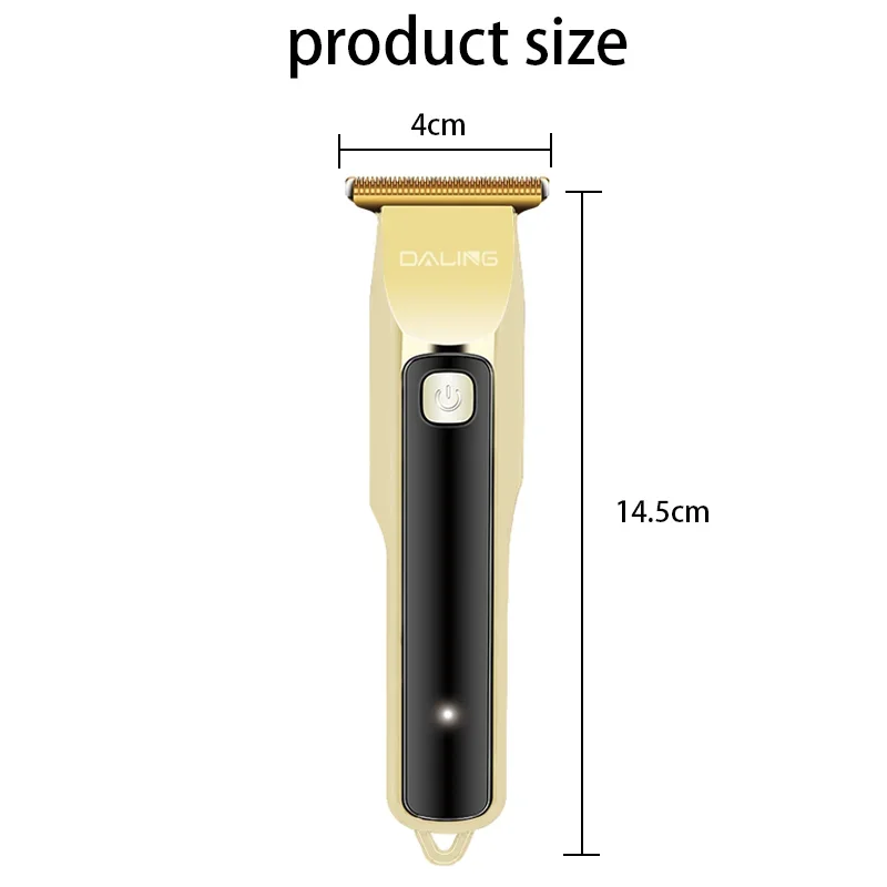 DALING DL-1315 Cortadora de pelo eléctrica inalámbrica profesional recargable dorada para hombres, adecuada para niños y adultos