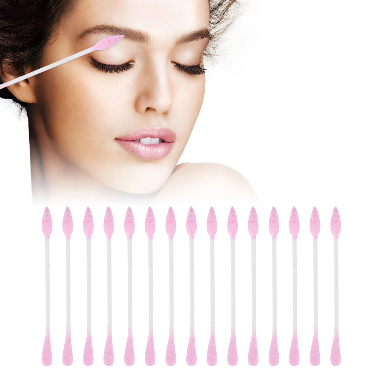 300pcs Cotton Bud Swab Isopos Ear Makeup Pointed Cotton Toothpick Eyebrow Cleaning Sticks Swabs Buds Baby Tips Spoon Wooden Fioc