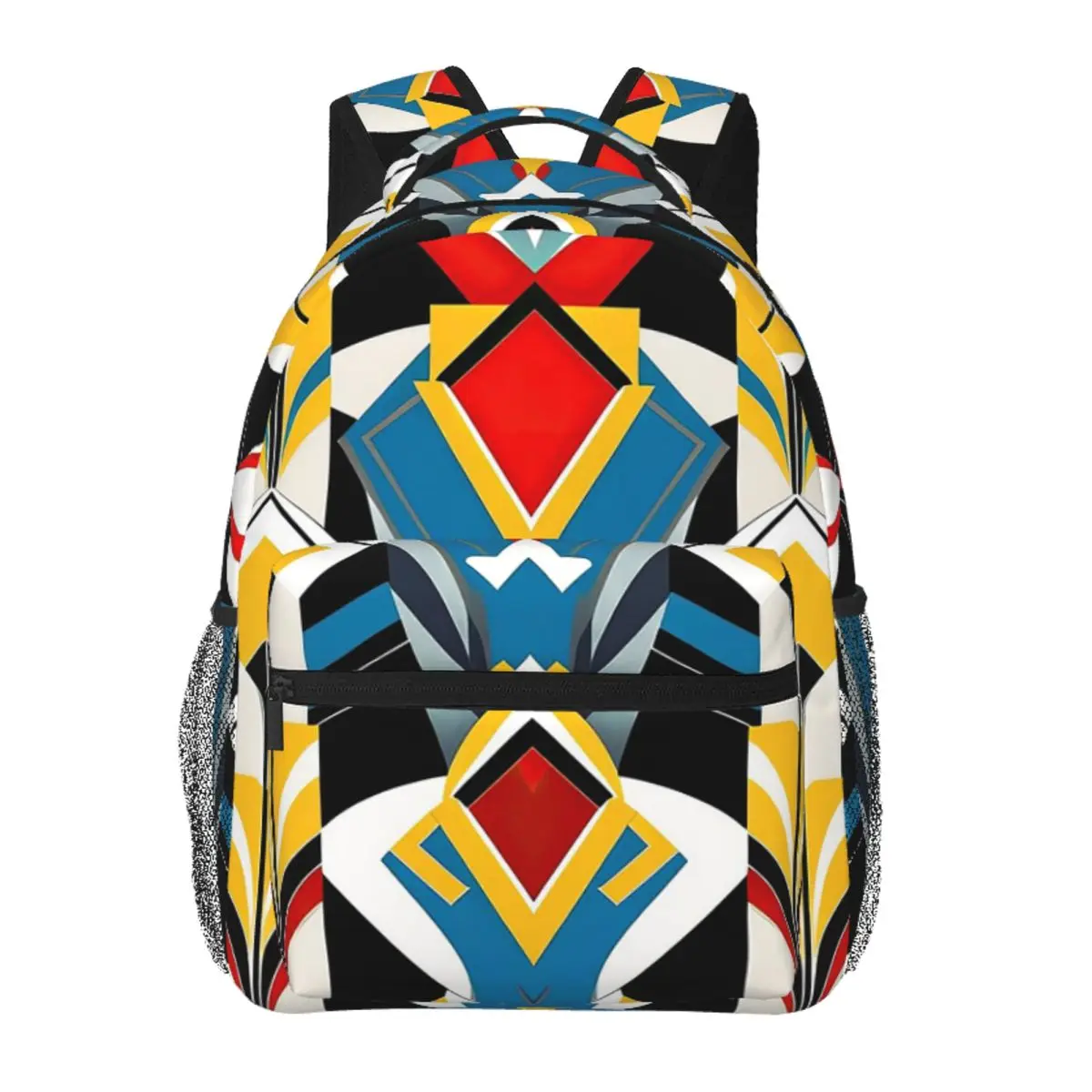 

Art Deco Geometric Colorful Vibrant Ornate Glitzy Backpack Student BookBag Kids School Bag Laptop Shoulder Bags for Boys Girls