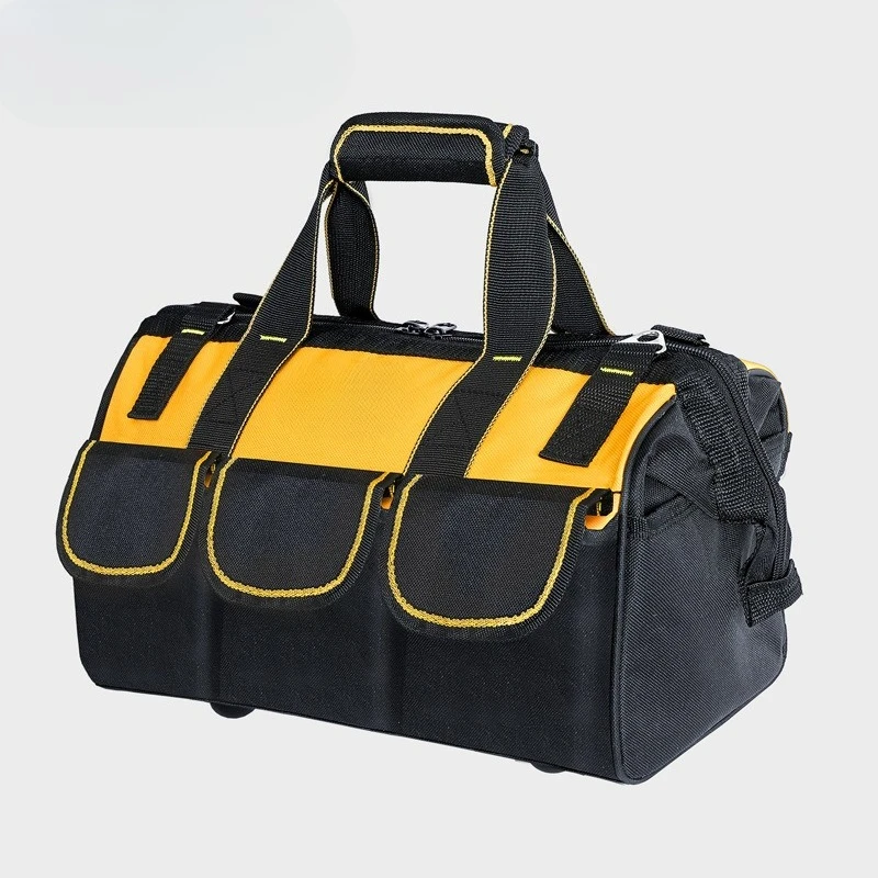 

16 Inch Double Layer Tool Storage Bag Yellow Durable Utility Organizer for Tools