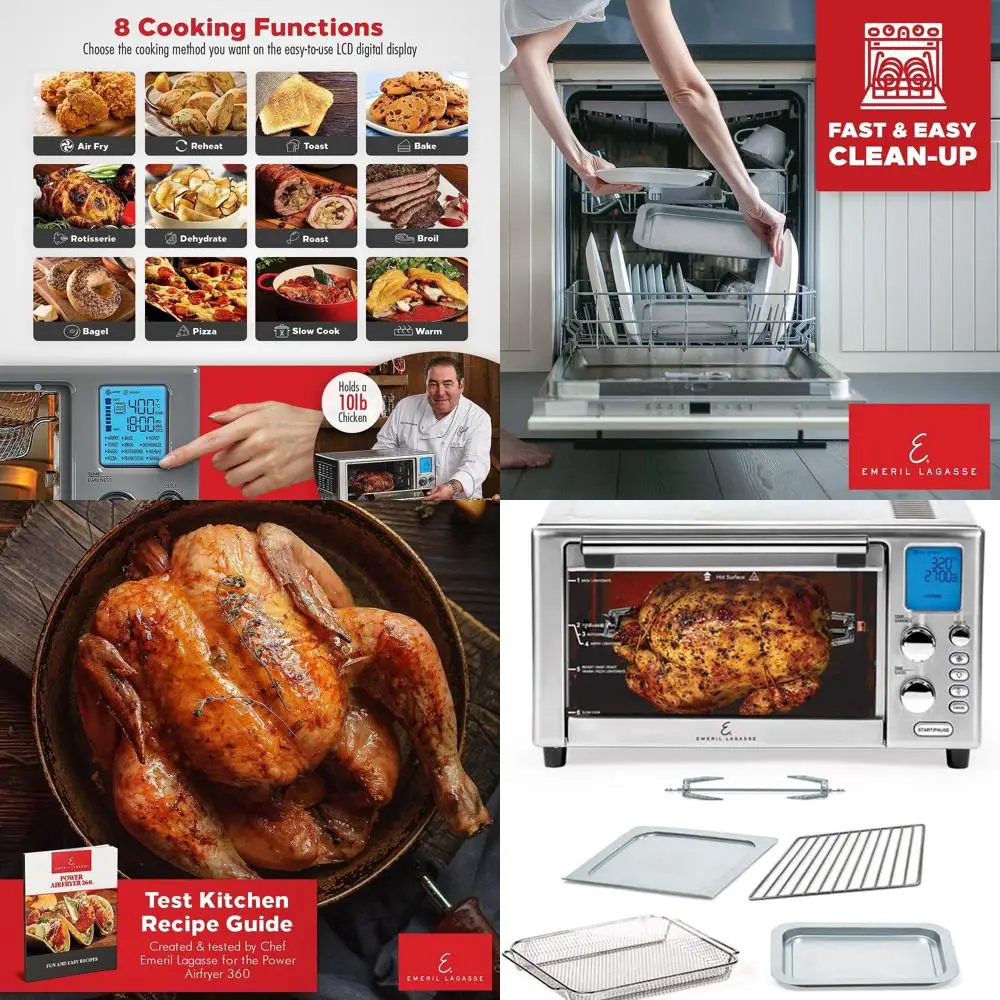 

XL Air Fryer with 360° Cooking, 12 Functions: Bake, Rotisserie, Broil, Pizza, Slow Cook, Toaster by Emeril Lagasse