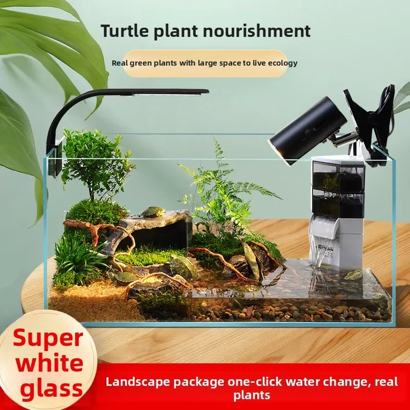 

Super Clear Glass Turtle Tank with Basking Platform for Home Aquarium Decoration