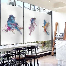 Static Cling Privacy Windows Film Decorative Animal Picture Stained Glass Window Stickers Frosted Windows Film
