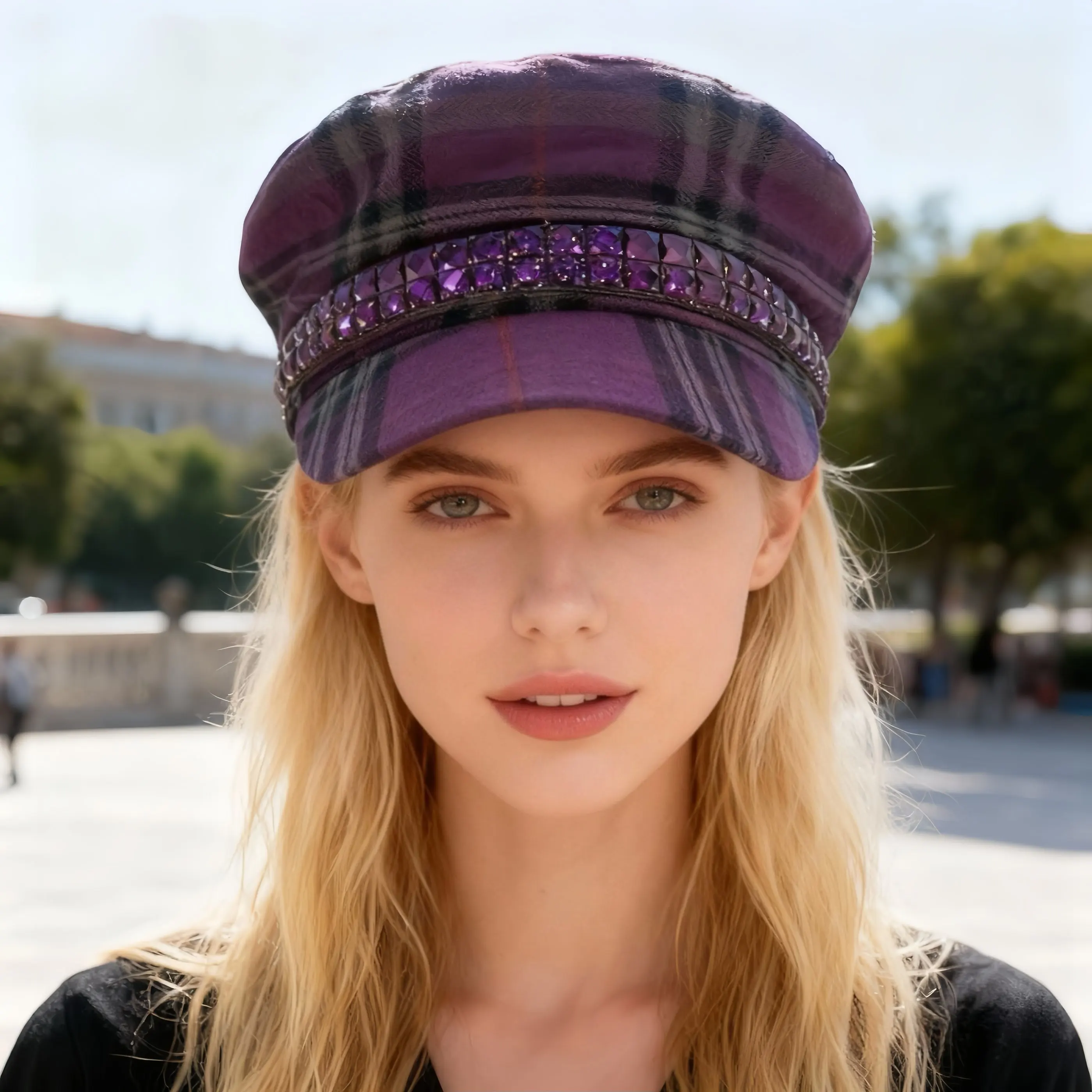 

HongLuan New Sweet Polyester-Cotton Captain Hat Rhinestone for Music Festival Woman, Military Accessories & Military Cap Man
