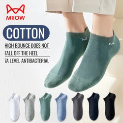 MiiOW Pure Cotton Short Sock Men Sport Non-Slip Invisible Ankle Sock Summer Anti Sweat Deodorant Breathable Business Dress Sock