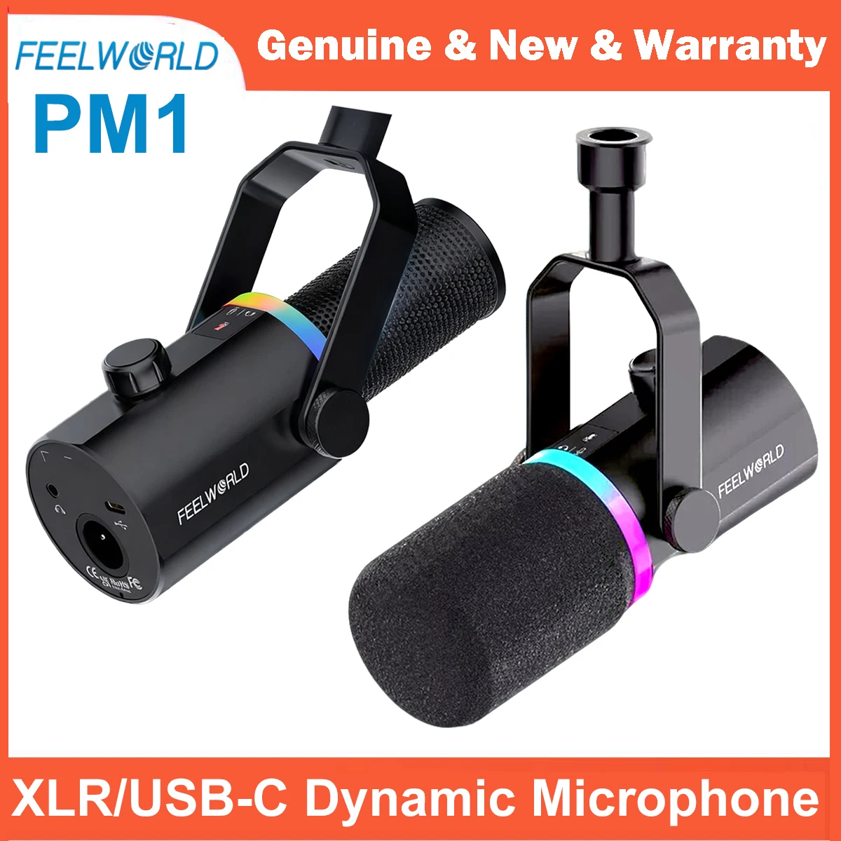 

FEELWORLD PM1 Динамический микрофон XLR/USB Динамический микрофон для записи подкастинга Игровая прямая трансляция