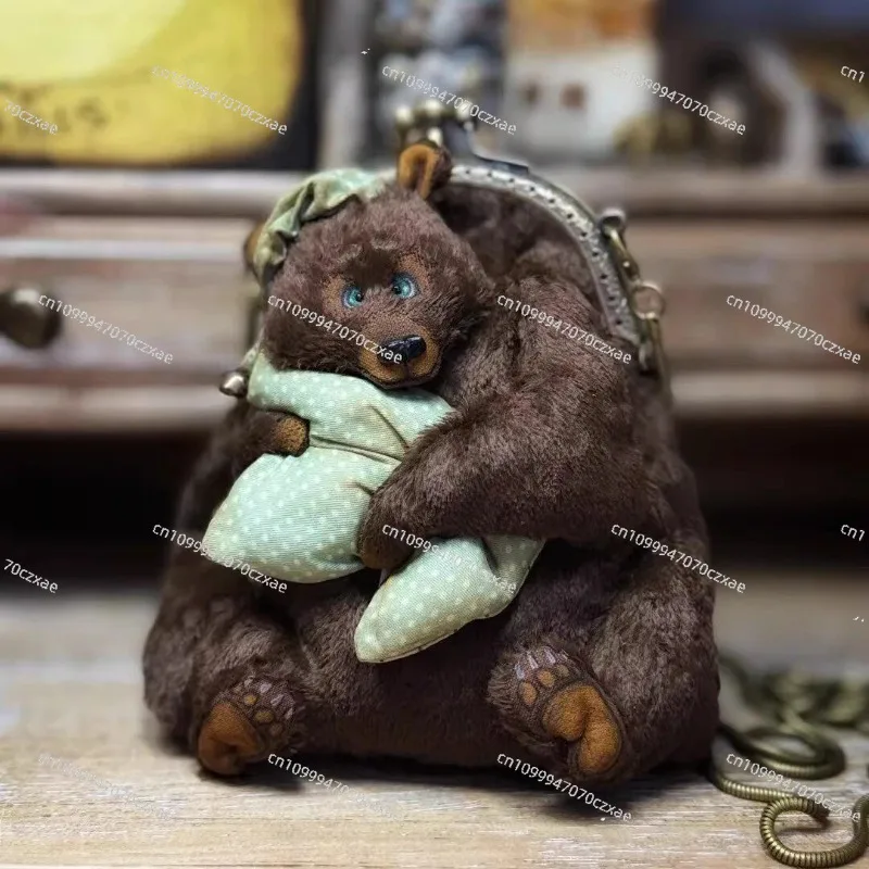 

Brown Bear Doll Plush Doll Change Storage Bag Pendant