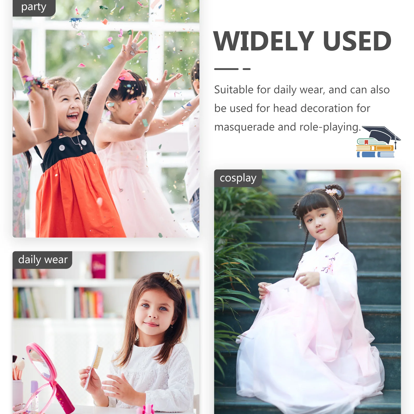 

2pcs Flower Clips Pearl Tassel Girls Hair Barrettes Party Kids Hairstyling Accessories Floral Hairpins Hair Care Tools