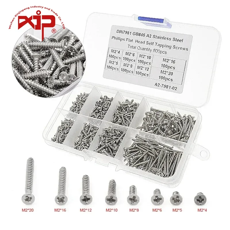 

Screws Cross-border Boxed Metric M2 Carbon Steel Nickel-plated Silver Round Head Electric Drilling Screws Self-tapping Screw Kit