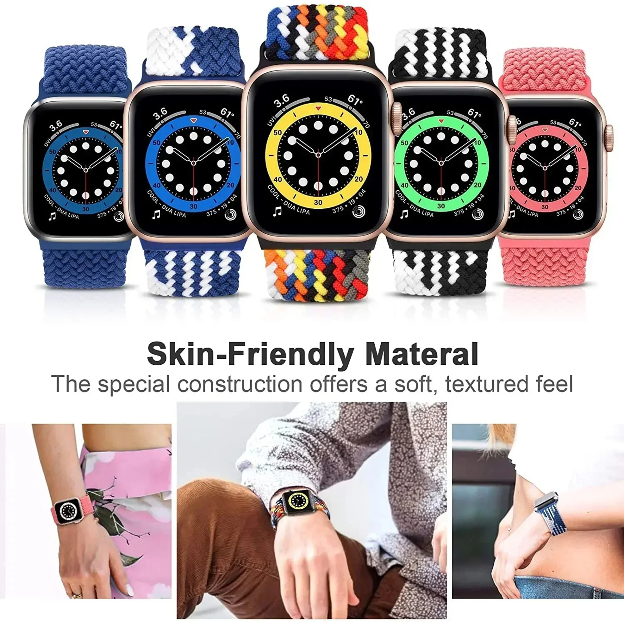 حزام حلقة منفرد مضفر لساعة أبل الترا 49 46 44 40 45 41 42 38 مللي متر شريط نايلون مرن لسلسلة iWatch 10 9 8 7 6 5 4 3 SE #4