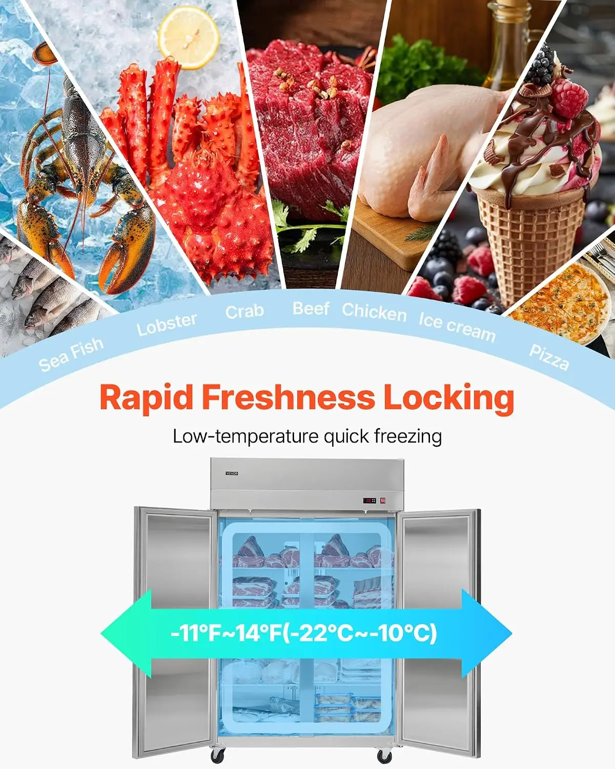 Commercial Reach-In Freezer, 48