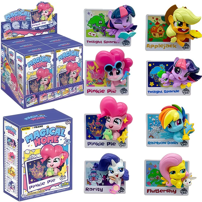 My Little Pony Magical Home Pinkie Pie Applejack Rainbow Dash Fluttershy Anime Figure Mini Photo Frame Model Blind Box Toys Gift