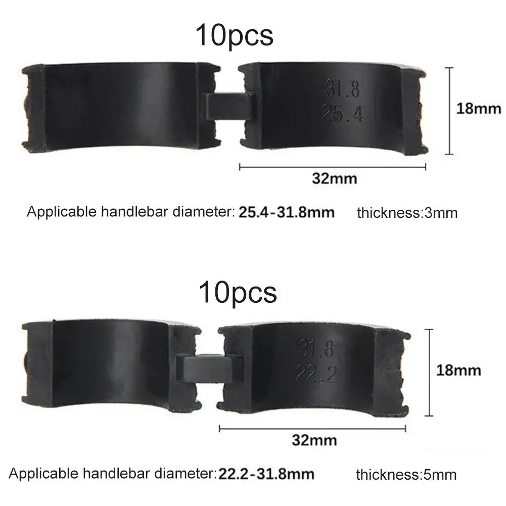 20pcs Bicycle Handlebar Rubber Gasket Fits 22.2/25.4 To 31.8mm Bike Handlebar Spacers Repair Parts Cycling Accessories