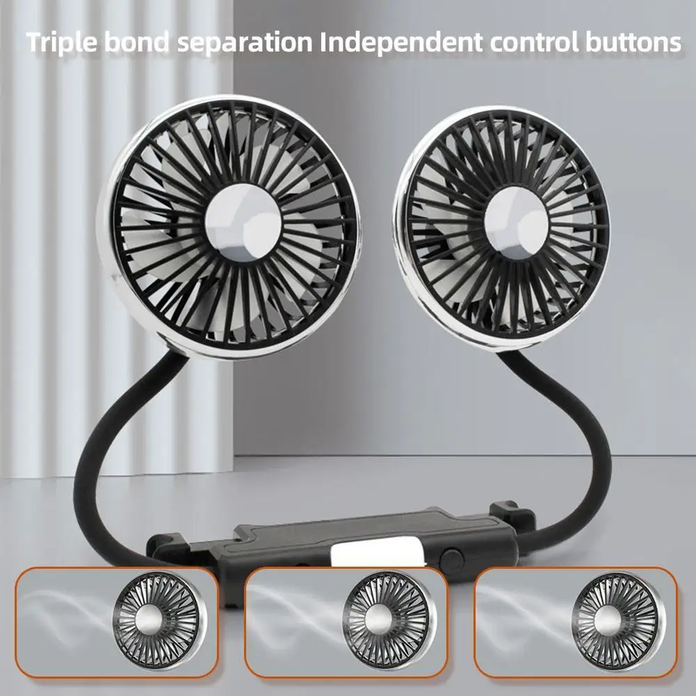 

Dual Head Car Clip Fan With Led Light 360 Degree Rotatable Car Cooler Fan Low Noise Cooling Fans car electrical appliances