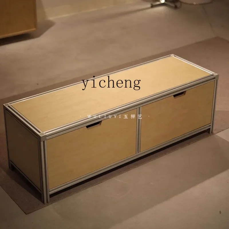 W5.14 Aluminum Profile Cafe Long Bench with Drawers Storage Cabinet Table and Chair Set