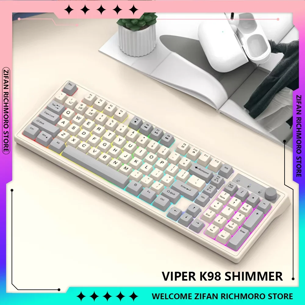 Viper K98 98-key Wireless Keyboard Mechanical Keyboard 2.4G Bluetooth Dual-mode Connection Gaming Office Mechanical Feel pc gift