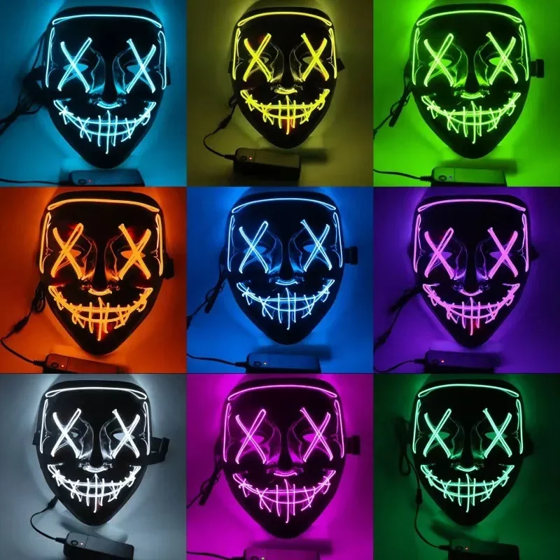 Wireless Bar Music Festival Neon Purification Mask Carnival Party Mask G low in the dark Cosplay costume supply image 3