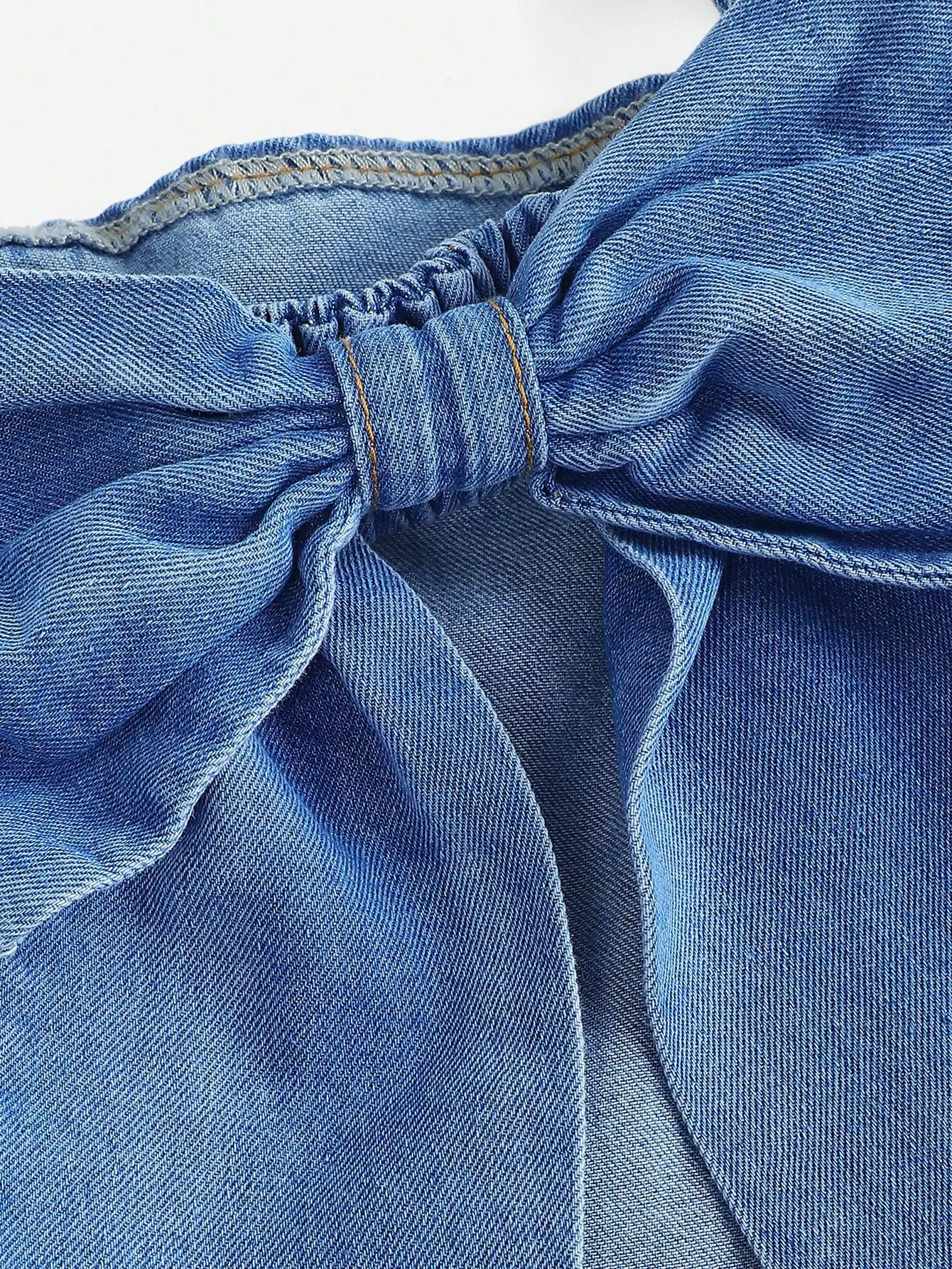 

Denim Dress With Bowknot Backless Cross Strap Sleeveless A-Line Mini Summer