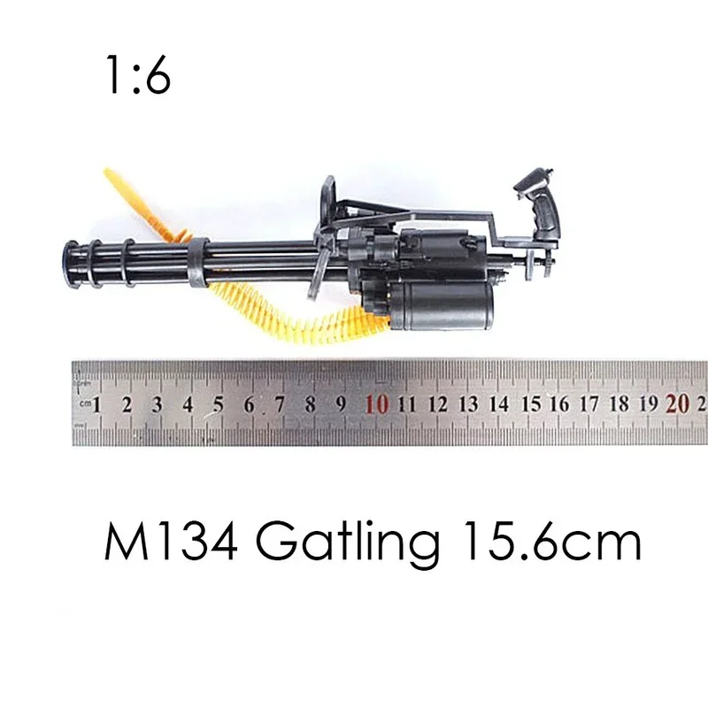 Gatling Minigun Action Figure Arma, Montagem de Plástico, Heavy Machine Gun Modelo, Militar Soldado Armas, 12 ", 1:6, M134