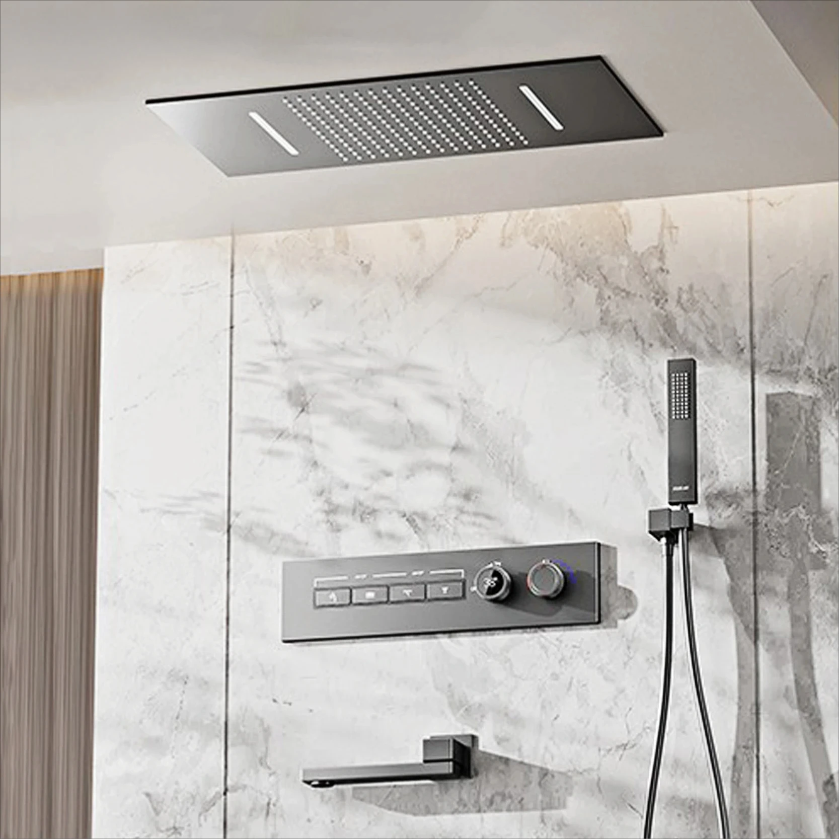 

Luxury brass brushed gold embedded shower system with constant temperature digital display design Hot&Cold water bathroom faucet