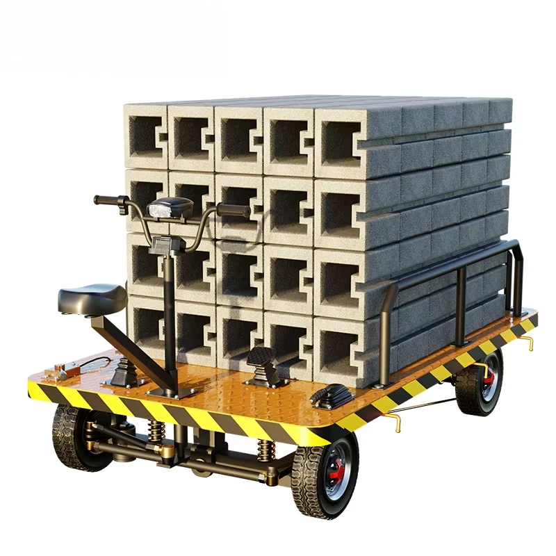 Multi-Purpose Electric Flatbed Cart Heavy Duty 4 Wheel Material Transport Trolley for Warehouse & Construction